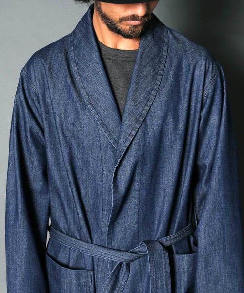 Magine(マージン)の「DENIM SHAWL COLLAR GOWN:デニムショールカラー ガウン(デニムジャケット・メンズ・ライトブルー/インディゴブルー・44/46/48)」の21枚目の写真