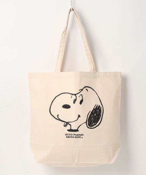 SNOOPY×OLD BETTY'S(スヌーピーカケルオールドベティーズ)の「SNOOPY Tote Bag/スヌーピー 刺繍 トート バッグ(トートバッグ・レディース・ブラック/ネイビー/チャコールグレー/キナリ/ホワイト×ブラック・FREE)」の2枚目の写真
