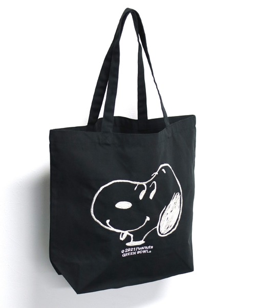 SNOOPY×OLD BETTY'S(スヌーピーカケルオールドベティーズ)の「SNOOPY Tote Bag/スヌーピー 刺繍 トート バッグ(トートバッグ・レディース・ブラック/ネイビー/チャコールグレー/キナリ/ホワイト×ブラック・FREE)」の19枚目の写真