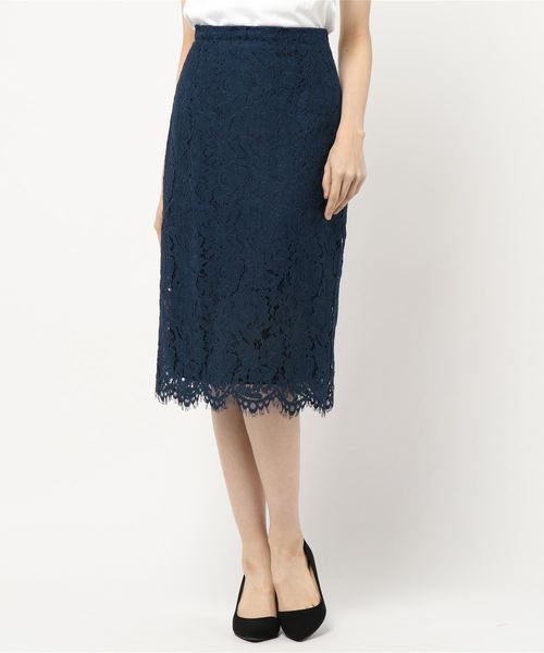 KOBE LETTUCE（コウベレタス）の「総レースデザインミディ丈タイトスカート【セットアップOK】（スカート・レディース・キャメル/ワイン/ダークグリーン/ブラック/コーラル/ネイビー/グレイッシュベージュ/ライトパープル/グリーン・FREE）」の5枚目の写真