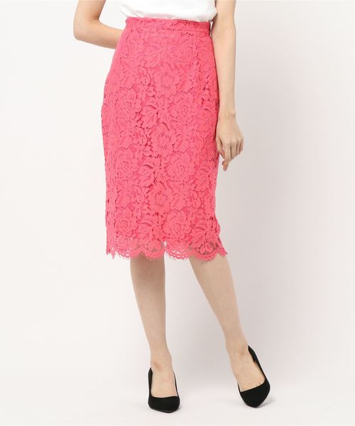 KOBE LETTUCE（コウベレタス）の「総レースデザインミディ丈タイトスカート【セットアップOK】（スカート・レディース・キャメル/ワイン/ダークグリーン/ブラック/コーラル/ネイビー/グレイッシュベージュ/ライトパープル/グリーン・FREE）」の9枚目の写真