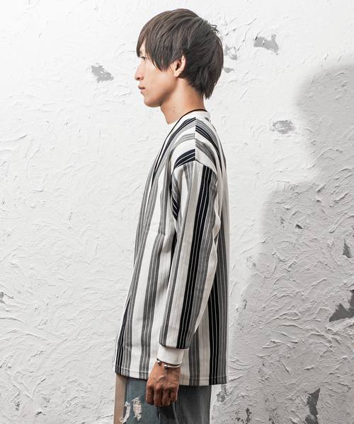 MinoriTY（マイノリティ）の「ジャガードストライプロンＴ（Tシャツ/カットソー・メンズ・ブラック/ネイビー/ベージュ・M/L）」の8枚目の写真