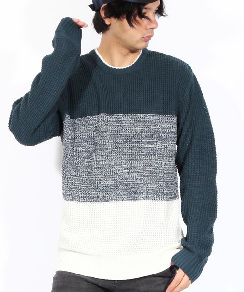 ８(eight)（エイト）の「ボーダー ニットセーター ざっくりニット（ニット/セーター・メンズ・ブラック/レッド/ネイビー・MEDIUM/LARGE/X-LARGE）」の2枚目の写真