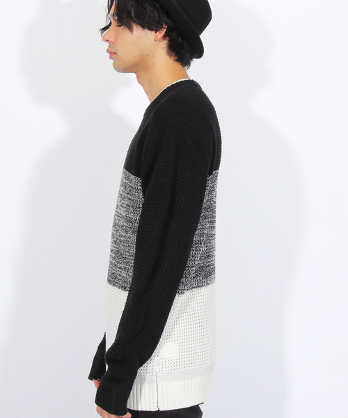 ８(eight)（エイト）の「ボーダー ニットセーター ざっくりニット（ニット/セーター・メンズ・ブラック/レッド/ネイビー・MEDIUM/LARGE/X-LARGE）」の12枚目の写真