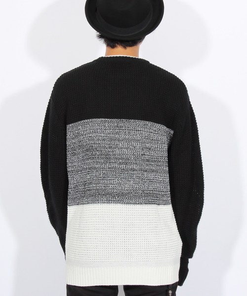 ８(eight)（エイト）の「ボーダー ニットセーター ざっくりニット（ニット/セーター・メンズ・ブラック/レッド/ネイビー・MEDIUM/LARGE/X-LARGE）」の13枚目の写真