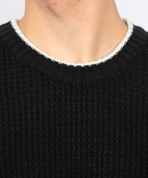 ８(eight)（エイト）の「ボーダー ニットセーター ざっくりニット（ニット/セーター・メンズ・ブラック/レッド/ネイビー・MEDIUM/LARGE/X-LARGE）」の15枚目の写真