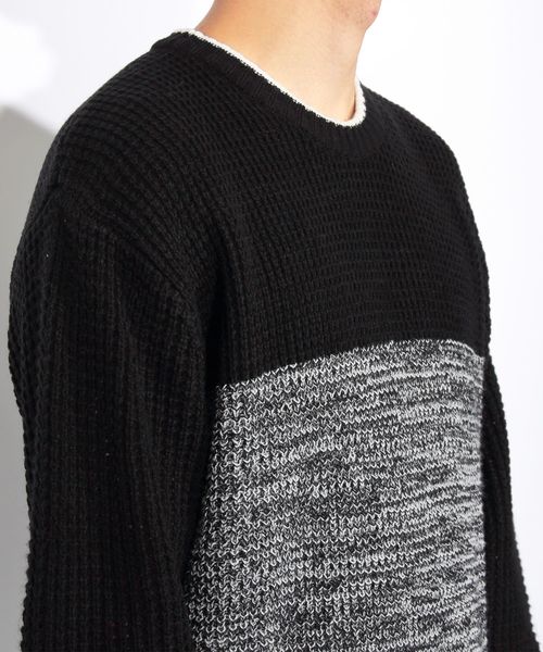 ８(eight)（エイト）の「ボーダー ニットセーター ざっくりニット（ニット/セーター・メンズ・ブラック/レッド/ネイビー・MEDIUM/LARGE/X-LARGE）」の16枚目の写真
