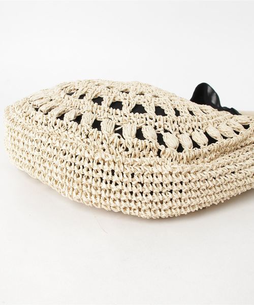 Casselini（キャセリーニ）の「【Casselini】サークルリボンＢＡＧ（かごバッグ・レディース・ベージュ/ブラウン・フリー）」の4枚目の写真