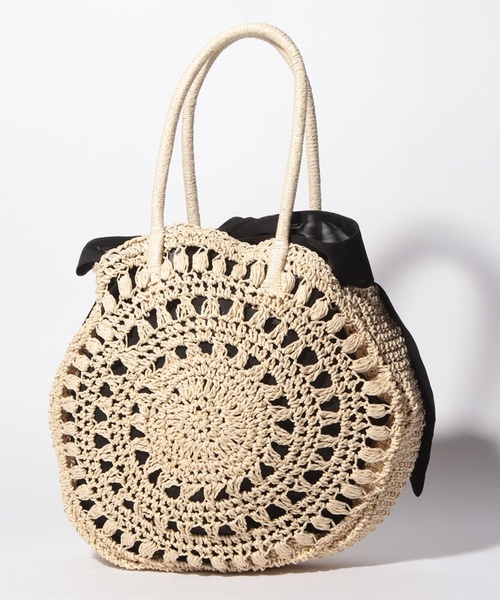 Casselini（キャセリーニ）の「【Casselini】サークルリボンＢＡＧ（かごバッグ・レディース・ベージュ/ブラウン・フリー）」の9枚目の写真