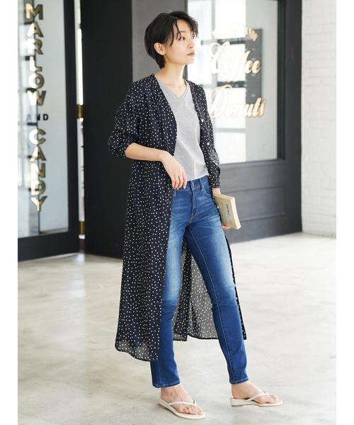 AMERICAN HOLIC（アメリカンホリック）の「リボン付ガウンワンピース（ワンピース・レディース・チャコールグレー/カーキ/イエロー/ブラック系その他/ストライプ/ドット・FREE）」の10枚目の写真