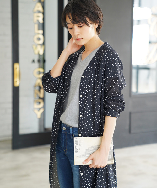 AMERICAN HOLIC（アメリカンホリック）の「リボン付ガウンワンピース（ワンピース・レディース・チャコールグレー/カーキ/イエロー/ブラック系その他/ストライプ/ドット・FREE）」の6枚目の写真