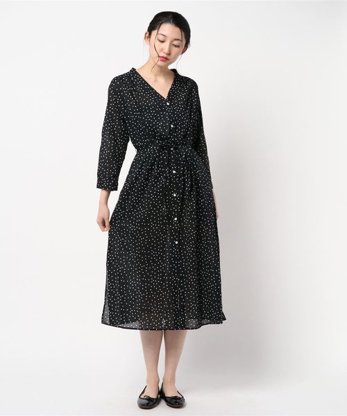 AMERICAN HOLIC（アメリカンホリック）の「リボン付ガウンワンピース（ワンピース・レディース・チャコールグレー/カーキ/イエロー/ブラック系その他/ストライプ/ドット・FREE）」の9枚目の写真