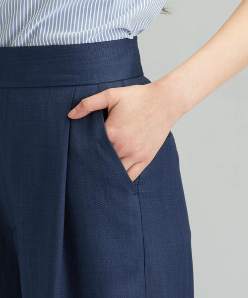 ダークグリーン プリーツカジュアルパンツ ダークグリーン プリーツカジュアルパンツ グリーン系 パンツ