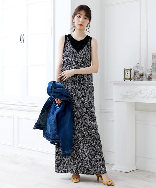 Girly Doll(ガーリードール)の「花柄キャミサロペット キャミワンピース ロング丈(ワンピース・レディース・ブラック/ベージュ/ネイビー/イエロー/グリーン/ブラック系その他/ベージュ系その他/グリーン系その他/ブルー系その他/イエロー系その他/ドット/ブラック系その他2/ブラック系その他3/ブラック系その他4/ブラック系その他5/ブラック系その他6/ベージュ系その他2/ベージュ系その他3/パープル/パープル系その他/ベージュ系その他4/ベージュ系その他5/グリーン系その他2/グリーン系その他3・FREE)」の6枚目の写真