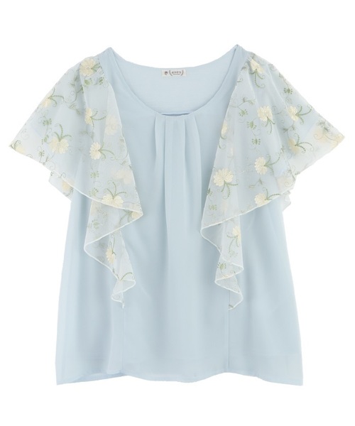 axes femme(アクシーズファム)の「袖チュールプルオーバー(Tシャツ/カットソー・レディース・キナリ/ピンク/サックスブルー/ネイビー・MEDIUM)」の3枚目の写真