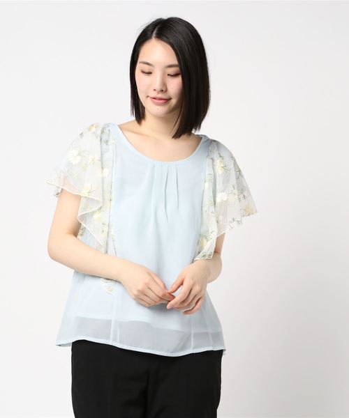 axes femme(アクシーズファム)の「袖チュールプルオーバー(Tシャツ/カットソー・レディース・キナリ/ピンク/サックスブルー/ネイビー・MEDIUM)」の9枚目の写真