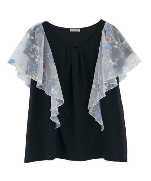 axes femme(アクシーズファム)の「袖チュールプルオーバー(Tシャツ/カットソー・レディース・キナリ/ピンク/サックスブルー/ネイビー・MEDIUM)」の12枚目の写真