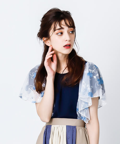 axes femme(アクシーズファム)の「袖チュールプルオーバー(Tシャツ/カットソー・レディース・キナリ/ピンク/サックスブルー/ネイビー・MEDIUM)」の11枚目の写真