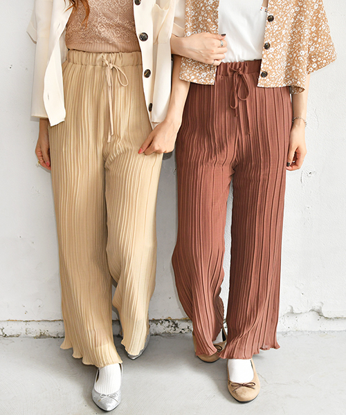 PairPair(ペアペア)の「【リンクコーデ専門ブランド/ペアペア】プリーツワイドパンツ(レディース)(その他パンツ・レディース・ライトブラウン/ベージュ/ラベンダー・FREE)」の5枚目の写真