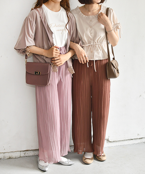PairPair(ペアペア)の「【リンクコーデ専門ブランド/ペアペア】プリーツワイドパンツ(レディース)(その他パンツ・レディース・ライトブラウン/ベージュ/ラベンダー・FREE)」の6枚目の写真