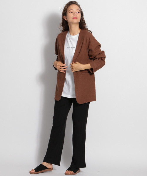 niko and...（ニコアンド）の「ヨーロピアンリネンレーヨンショートジャケット（その他アウター・レディース・ブラウン/ライトブラウン・MEDIUM/LARGE）」の3枚目の写真