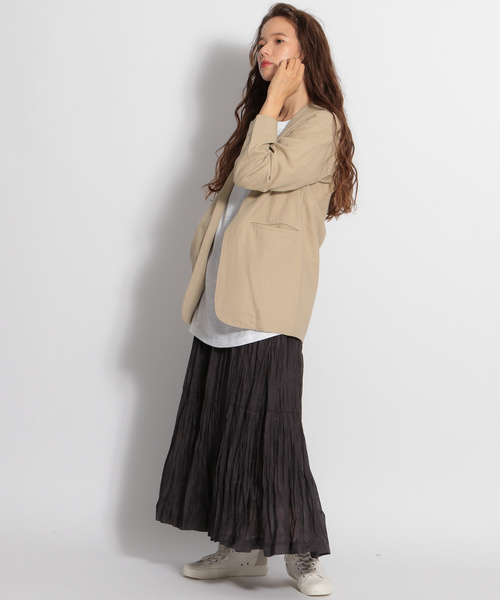 niko and...（ニコアンド）の「ヨーロピアンリネンレーヨンショートジャケット（その他アウター・レディース・ブラウン/ライトブラウン・MEDIUM/LARGE）」の5枚目の写真