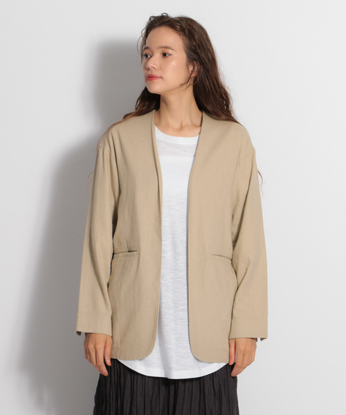 niko and...（ニコアンド）の「ヨーロピアンリネンレーヨンショートジャケット（その他アウター・レディース・ブラウン/ライトブラウン・MEDIUM/LARGE）」の6枚目の写真