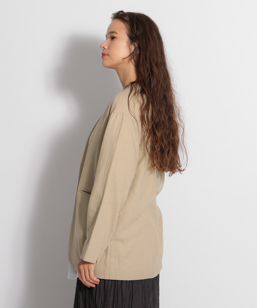niko and...（ニコアンド）の「ヨーロピアンリネンレーヨンショートジャケット（その他アウター・レディース・ブラウン/ライトブラウン・MEDIUM/LARGE）」の7枚目の写真