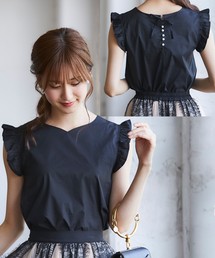 tocco closet | 【ZOZO限定】後ろりぼん&パール付き肩フリルブラウス(シャツ/ブラウス)