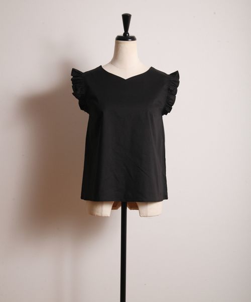 tocco closet（トッコ　クローゼット）の「後ろりぼん＆パール付き肩フリルブラウス（シャツ/ブラウス・レディース・ブラック/ネイビー・M）」の12枚目の写真