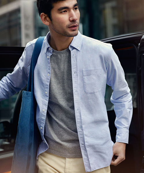 B印 YOSHIDA(BEAMS×PORTER)（ビージルシヨシダ）の「MONOCLE VOYAGE OXFORD SHIRT（シャツ/ブラウス・メンズ・ホワイト/サックスブルー・MEDIUM/SMALL）」の5枚目の写真