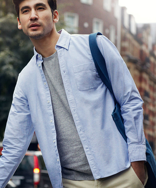 B印 YOSHIDA(BEAMS×PORTER)（ビージルシヨシダ）の「MONOCLE VOYAGE OXFORD SHIRT（シャツ/ブラウス・メンズ・ホワイト/サックスブルー・MEDIUM/SMALL）」の6枚目の写真