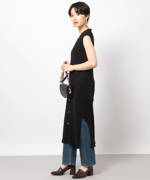 PAGEBOY（ページボーイ）の「リブニットマエボタンワンピースノースリ（ワンピース・レディース・ブラック/ダークブラウン/ベージュ・FREE）」の6枚目の写真