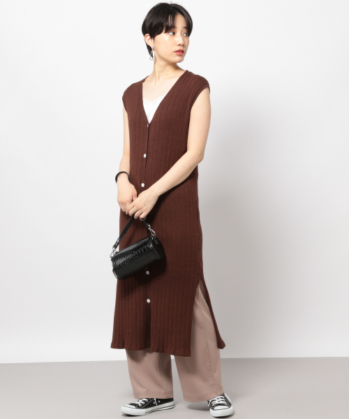 PAGEBOY（ページボーイ）の「リブニットマエボタンワンピースノースリ（ワンピース・レディース・ブラック/ダークブラウン/ベージュ・FREE）」の8枚目の写真