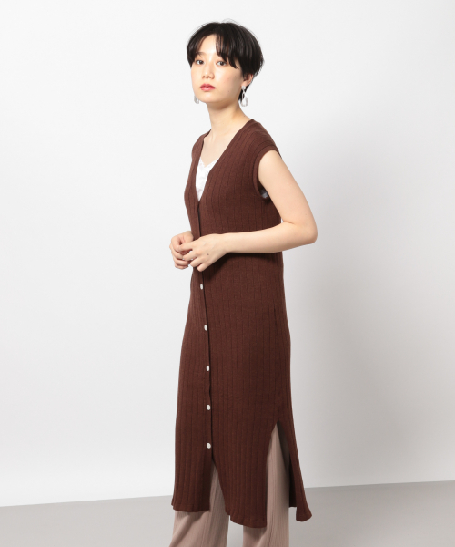 PAGEBOY（ページボーイ）の「リブニットマエボタンワンピースノースリ（ワンピース・レディース・ブラック/ダークブラウン/ベージュ・FREE）」の9枚目の写真