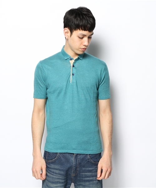MEN'S MELROSE（メンズメルローズ）の「リネンハイゲージニットポロ（ポロシャツ・メンズ・ホワイト/ターコイズブルー/ネイビー/オレンジ・MEDIUM/LARGE）」の5枚目の写真