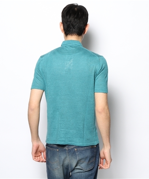 MEN'S MELROSE（メンズメルローズ）の「リネンハイゲージニットポロ（ポロシャツ・メンズ・ホワイト/ターコイズブルー/ネイビー/オレンジ・MEDIUM/LARGE）」の7枚目の写真