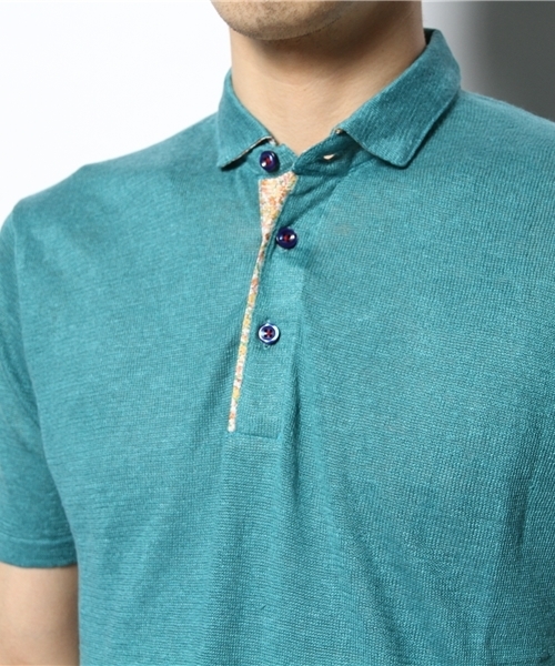 MEN'S MELROSE（メンズメルローズ）の「リネンハイゲージニットポロ（ポロシャツ・メンズ・ホワイト/ターコイズブルー/ネイビー/オレンジ・MEDIUM/LARGE）」の8枚目の写真