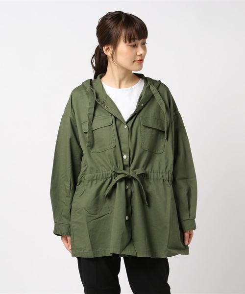 STYLEBLOCK（スタイルブロック）の「ウエストドロストミドル丈フードコート（モッズコート・レディース・ブラック/ベージュ/カーキ・M）」の3枚目の写真