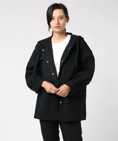 STYLEBLOCK（スタイルブロック）の「ウエストドロストミドル丈フードコート（モッズコート・レディース・ブラック/ベージュ/カーキ・M）」の2枚目の写真