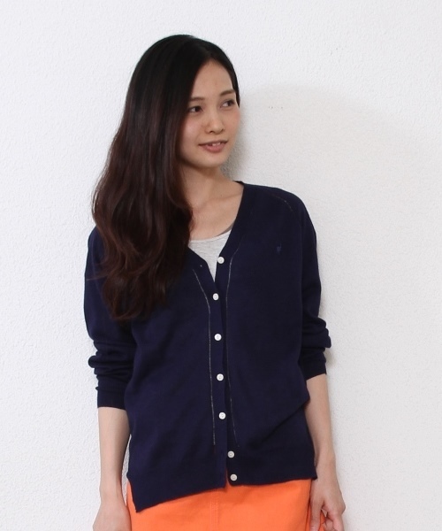 coen(コーエン)の「コットンリネンVネックカーディガン(カーディガン/ボレロ・レディース・ホワイト/ライトグレー/レッド/ピンク/ケリー/ネイビー・LARGE/MEDIUM)」の5枚目の写真
