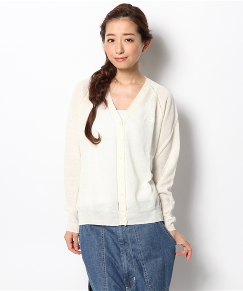 coen(コーエン)の「コットンリネンVネックカーディガン(カーディガン/ボレロ・レディース・ホワイト/ライトグレー/レッド/ピンク/ケリー/ネイビー・LARGE/MEDIUM)」の2枚目の写真