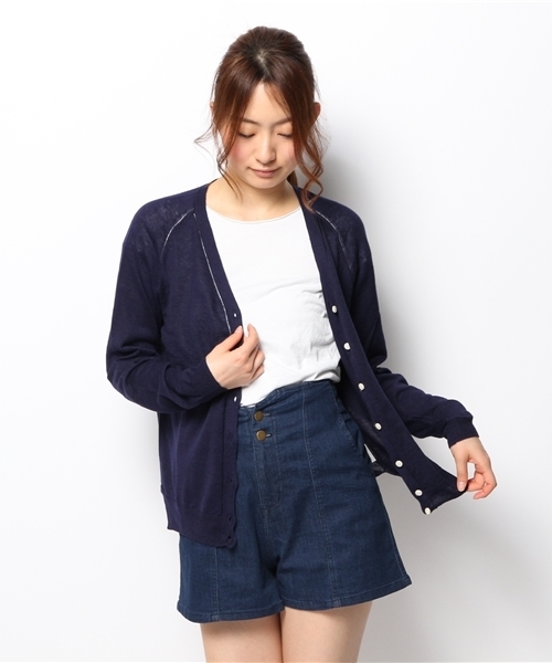 coen(コーエン)の「コットンリネンVネックカーディガン(カーディガン/ボレロ・レディース・ホワイト/ライトグレー/レッド/ピンク/ケリー/ネイビー・LARGE/MEDIUM)」の8枚目の写真