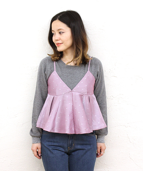 mystic（ミスティック）の「サテンドットキャミ（キャミソール・レディース・ブラック/ネイビー/ピンク・FREE）」の3枚目の写真