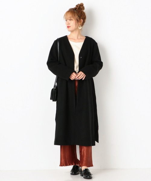 archives(アルシーヴ)の「ニットソー着流しコート(その他アウター・レディース・ブラック/アイボリー/モカ・MEDIUM)」の1枚目の写真