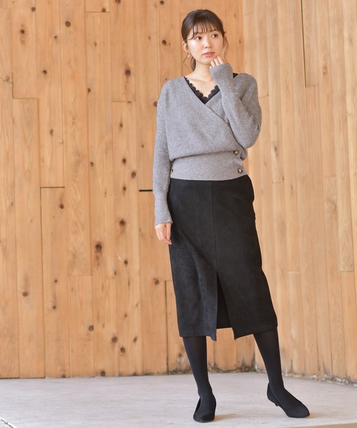 rps(アールピーエス)の「カシュクールニットプルオーバー(ニット/セーター・レディース・ブラック/ベージュ/グレー/モカ/アイボリー/チャコールグレー・M)」の19枚目の写真