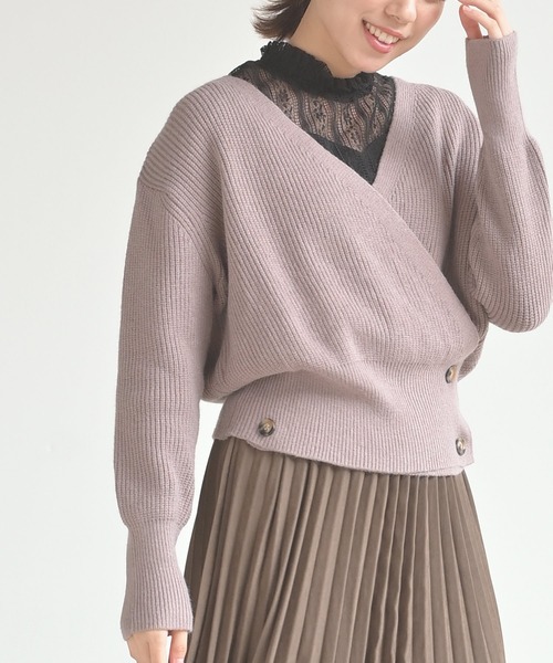 rps(アールピーエス)の「カシュクールニットプルオーバー(ニット/セーター・レディース・ブラック/ベージュ/グレー/モカ/アイボリー/チャコールグレー・M)」の14枚目の写真