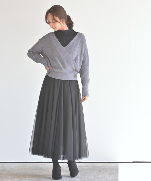 rps(アールピーエス)の「カシュクールニットプルオーバー(ニット/セーター・レディース・ブラック/ベージュ/グレー/モカ/アイボリー/チャコールグレー・M)」の13枚目の写真