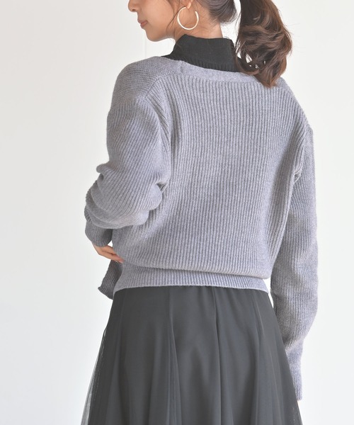 rps(アールピーエス)の「カシュクールニットプルオーバー(ニット/セーター・レディース・ブラック/ベージュ/グレー/モカ/アイボリー/チャコールグレー・M)」の12枚目の写真