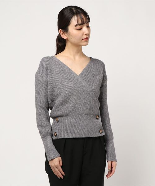 rps(アールピーエス)の「カシュクールニットプルオーバー(ニット/セーター・レディース・ブラック/ベージュ/グレー/モカ/アイボリー/チャコールグレー・M)」の21枚目の写真